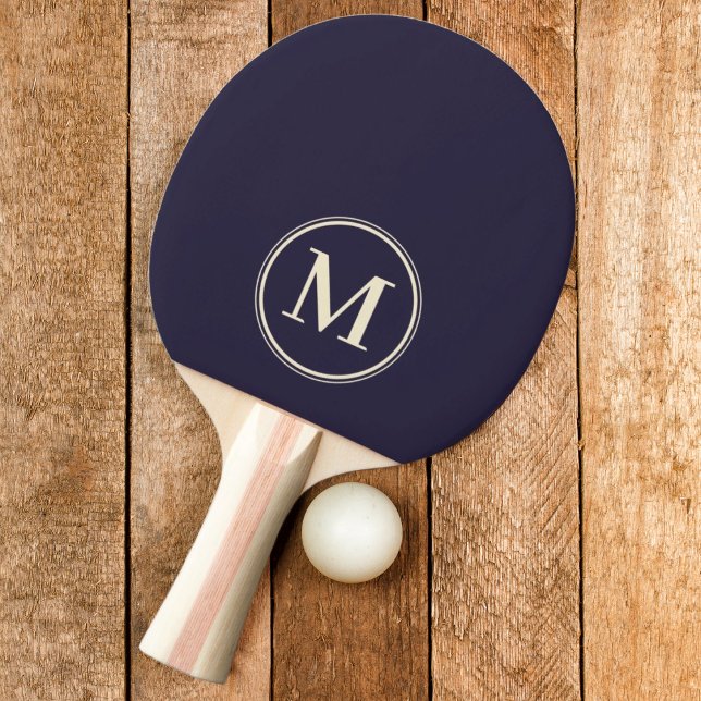 Raquete De Ping Pong Cor Solid Midnight Ocean Monogram (Criador carregado)