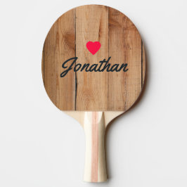 Raquete De Ping Pong Coração com Assinatura Vintage em Maple Corte Gros
