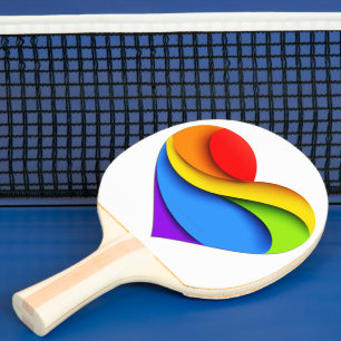 Raquete De Ping Pong Coração em forma de arco-íris de SlipperyJoe em ca