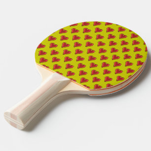 Raquete De Ping Pong Coração Engraçado Padrão de ouro vermelho + seu tr