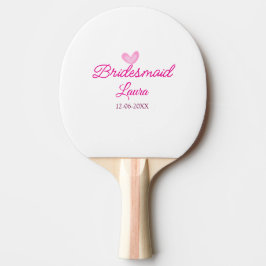 Raquete De Ping Pong Coração PINK nome mínimo de adicionar nome Bridesm