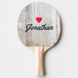 Raquete De Ping Pong Coração Vintage Esbranquiçado e Desgastado pela Aç