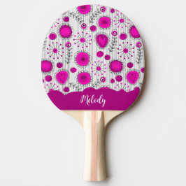Raquete De Ping Pong Corações brancos, cor-de-rosa, flores nome floral