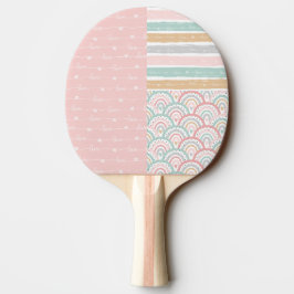 Raquete De Ping Pong Corações de Correções Arco-Íris Pastel Ping Pong P
