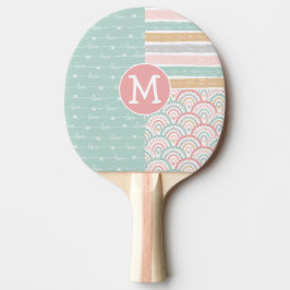 Raquete De Ping Pong Corações do Arco-Íris Monograma Ping Pong Paddle