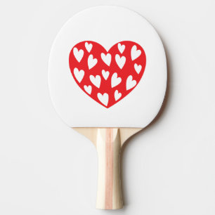 Raquete De Ping Pong Corações Vermelhos com Pequenos Corações