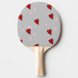 Raquete De Ping Pong Corações vermelhos nas cinzas