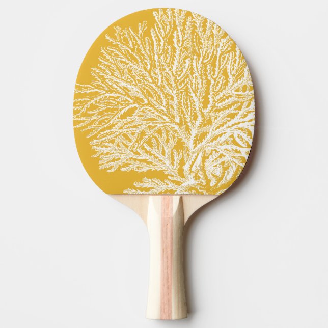 Raquete De Ping Pong Coral Amarelo e Branco (Frente)