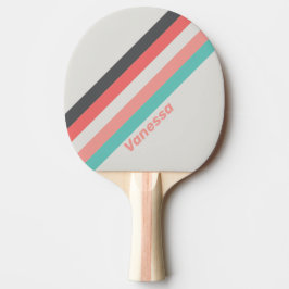Raquete De Ping Pong Coral Descolorido pelo Sol com Faixas e Nome