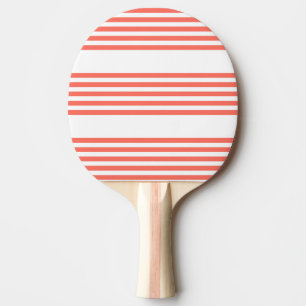 Raquete De Ping Pong Coral vivo e padrão branco de cinco faixas