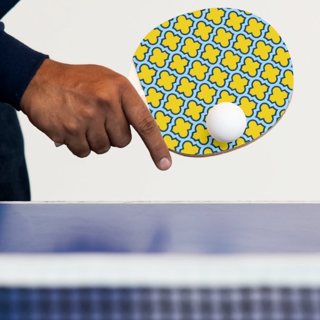 Raquete De Ping Pong Corante amarelo e azul-bebê, latido, quatrefoil (Insitu)