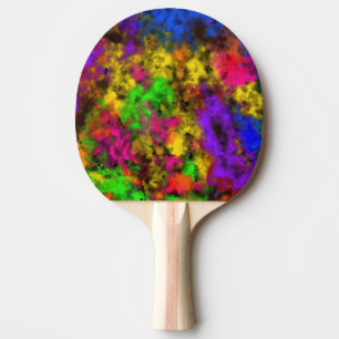 Raquete De Ping Pong Cores de Neon Acrílico Tinta Salpico Splash Abstra
