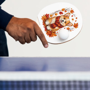 Raquete De Ping Pong Corgi Dog Cozy Outono de Outubro