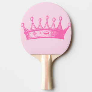 Raquete De Ping Pong Coroa princesa magenta em fundo rosa