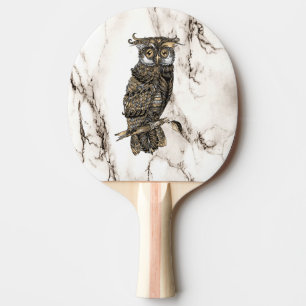 Raquete De Ping Pong Coruja Camuflada no Marble