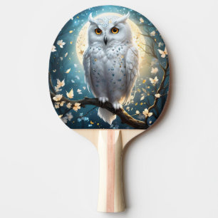 Raquete De Ping Pong Coruja Neve E Lua Com Faísca,