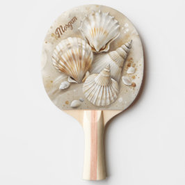 Raquete De Ping Pong Costeira de Aquarela de Seashell