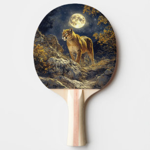 Raquete De Ping Pong Cougar na Arte da Vida Selvagem à Lua