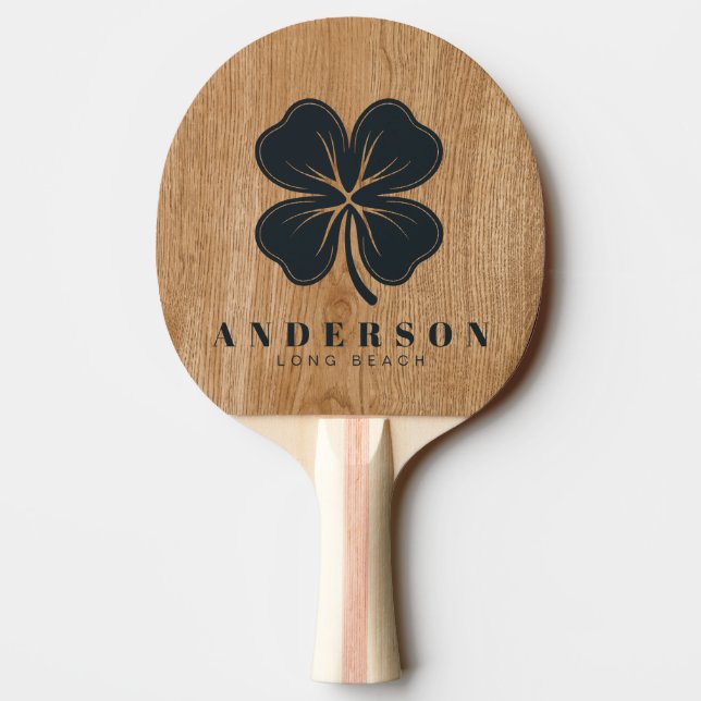 Raquete De Ping Pong Country Pine Wood Four Leaf Clover with Name (Verso)