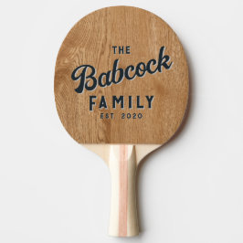 Raquete De Ping Pong Country Pine Wood Retro Family Name & Year