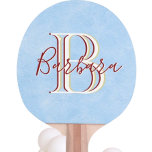 Raquete De Ping Pong Couro Elegante Parece Azul 3 Cor Monograma I Nome<br><div class="desc">Você será um vencedor com este remo — uma superfície azul de aparência de couro verdadeiramente elegante com um Monograma Tricolorido mais personalizado adicionalmente com o nome. Também poderia fazer um presente maravilhoso para o pingue-pongue entusiasmado — olhe atentamente e você verá as três cores no Monograma. Qualquer pergunta sobre...</div>