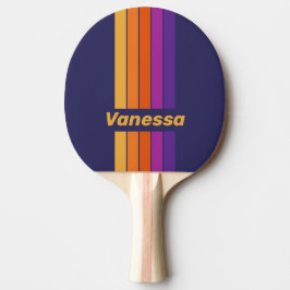 Raquete De Ping Pong Crachá Vintage de Uva Arco-íris Listrado com Nome