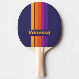 Raquete De Ping Pong Crachá Vintage de Uva Arco-íris Listrado com Nome