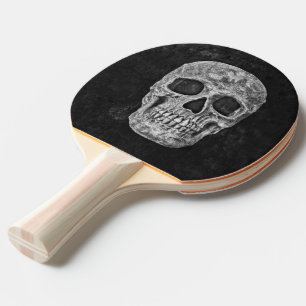 Raquete De Ping Pong Crânio Gótico De Grunge Branco E Preto