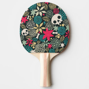 Raquete De Ping Pong Crânio nas flores