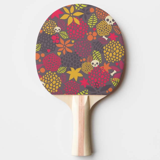 Raquete De Ping Pong Crânios e flores (Frente)