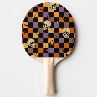 Raquete De Ping Pong Crânios e morcegos de Halloween