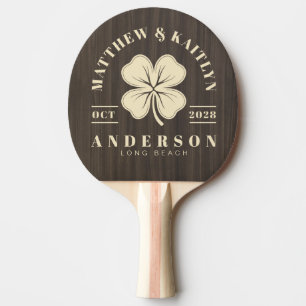 Raquete De Ping Pong Crestas de Casamento de Trevo Irlandês de Madeira