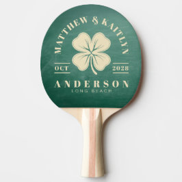 Raquete De Ping Pong Crestas de Casamento Trevo Irlandês Quadro Verde