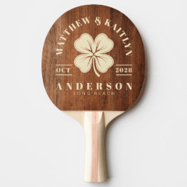 Raquete De Ping Pong Crestas de Noiva de Trevo Irlandês em Madeira de N