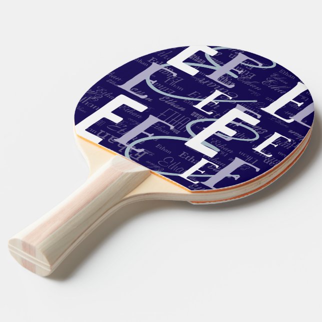 Raquete De Ping Pong Criar Paddle Azul com seu nome (Frente inclinada)
