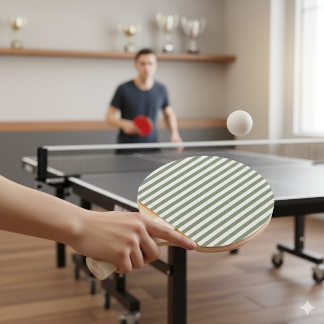 Raquete De Ping Pong Crie seu próprio padrão verde branco riscado (Criador carregado)