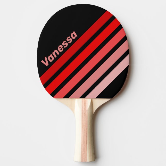 Raquete De Ping Pong Crimson Fade Angled Striping with Name (Frente)