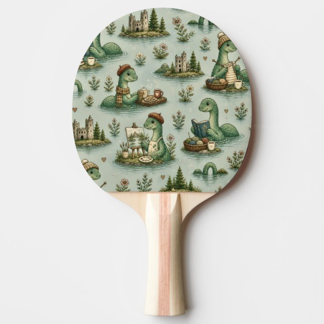 Raquete De Ping Pong Críptidos Aconchegantes Nessie Monstro do Lago Nes (Frente)