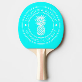 Raquete De Ping Pong Crista de Casamento de Abacaxi Ciano Retro Elétric