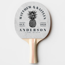Raquete De Ping Pong Cristal de Casamento de Pedra de Mármore Branco Tr