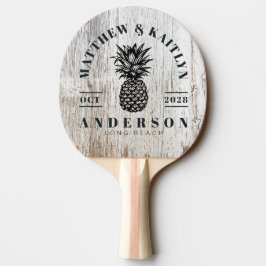Raquete De Ping Pong Cristal de Casamento Tropical Branco Desgastado pe