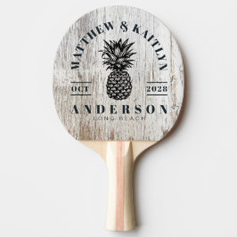 Raquete De Ping Pong Cristal de Casamento Tropical Branco Desgastado pe