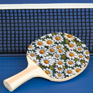 Raquete De Ping Pong Crochet White Daisies Spring Wildflowers