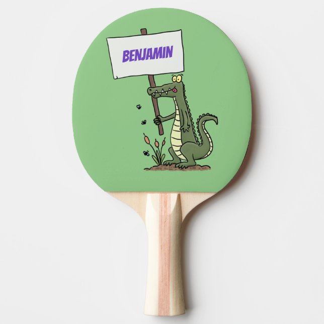 Raquete De Ping Pong Crocodilo engraçado, alinhador com cartoon (Frente)