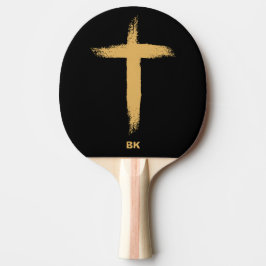 Raquete De Ping Pong Cruz Religiosa de Ouro