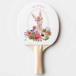 Raquete De Ping Pong Cuja Solha Animal Coelhinha Floral Nome