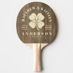 Raquete De Ping Pong Cumeeira de Casamento Irish Clover de Madeira de H