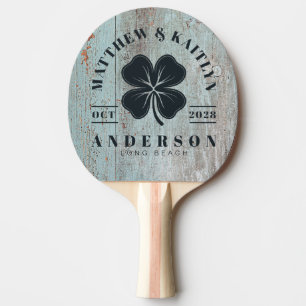 Raquete De Ping Pong Cumeeira de Casamento Trevo Irlandês Sortudo Madei