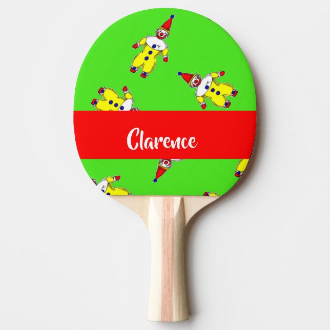 Raquete De Ping Pong Custom name funny clowns on green (Frente)