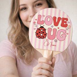 Raquete De Ping Pong Custom Name Love Bug Valentine's Day Ladybug Pink